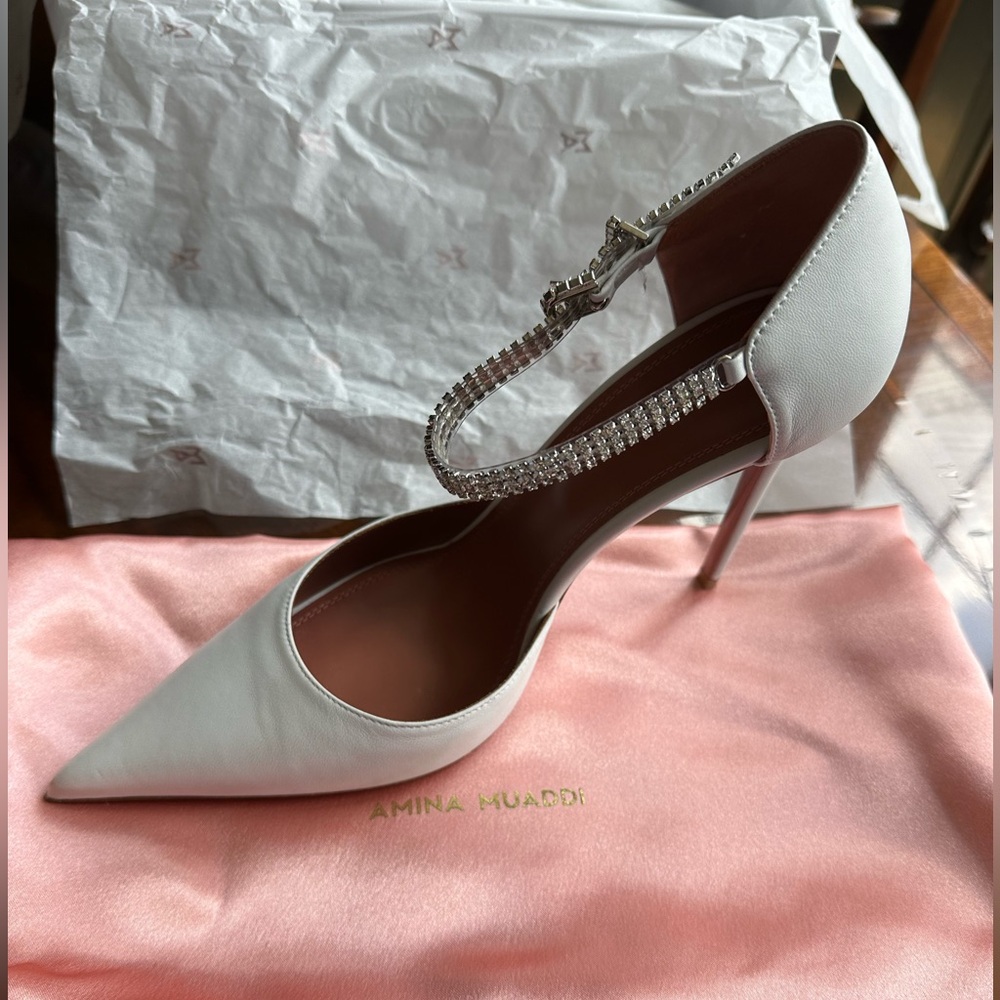 AMINA MUADDI URSINA PUMP 105 WHITE NAPA - Picture 13 of 13